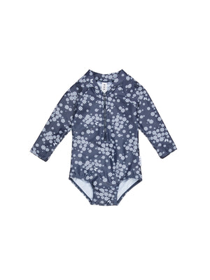 Huxbaby Girls Swimsuit Long Sleeve Zip - Floral Ink