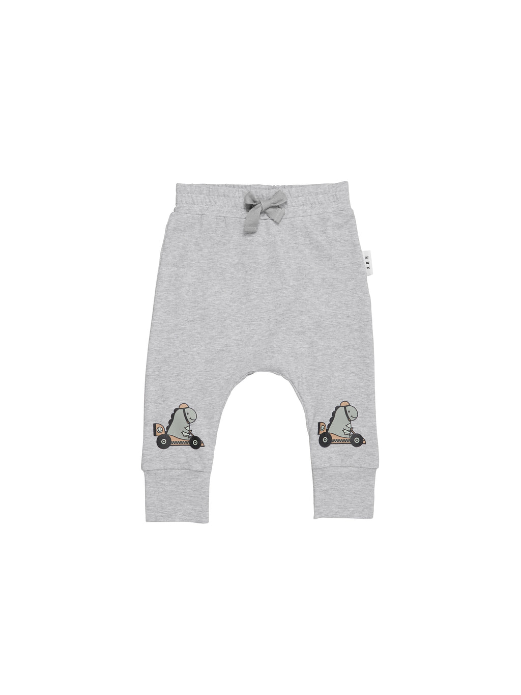 Huxbaby Dino Racer Knee Drop Crotch Pant - Grey Marle