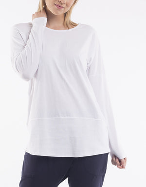 Elm LS Rib Tee - White